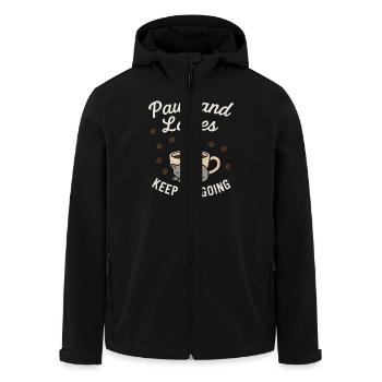 Cat Café Staff Coffee Purrista Katzenliebhaber - Recycelte Männer Softshell-Jacke von Stanley/Stella - Schwarz - Vorne - AI Model Male 185 light (185cm)