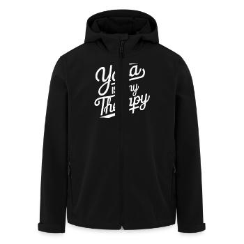 Yoga Is My Therapy - Men’s Recycled Softshell Jacket by Stanley/Stella - black - Front - AI Model Male 185 light (185cm)
