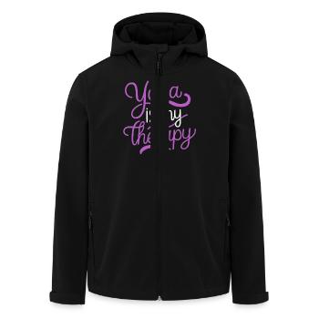 Yoga ist meine Therapie - Recycelte Männer Softshell-Jacke von Stanley/Stella - Schwarz - Vorne - AI Model Male 185 light (185cm)