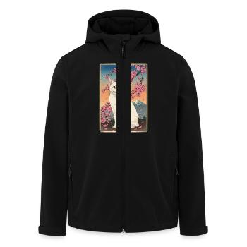 Chat blanc Mont Fuji Fleur de cerisier - Veste softshell homme en polyester recyclé Stanley/Stella - noir - Devant - AI Model Male 185 light (185cm)