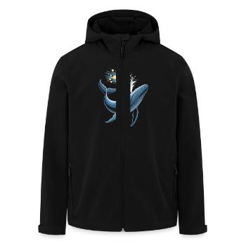 Krypto-Wal mit Bitcoin Münzen Spritzwasser - Recycelte Männer Softshell-Jacke von Stanley/Stella - Schwarz - Vorne - AI Model Male 185 light (185cm)