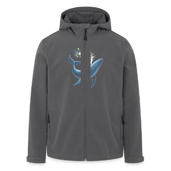 Crypto baleine avec des pièces Bitcoin éclabousser l’eau - Veste softshell homme en polyester recyclé Stanley/Stella - charbon - Devant - AI Model Male 185 light (185cm)