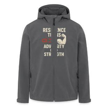 Resilience turns adversity into strength - Men’s Recycled Softshell Jacket by Stanley/Stella - black - Front - AI Model Male 185 light (185cm)