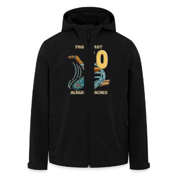 JEÛNE D’ANNIVERSAIRE... PRÈS DE 70 DÉJÀ ATTEINTS - Veste softshell homme en polyester recyclé Stanley/Stella - noir - Devant - AI Model Male 185 light (185cm)
