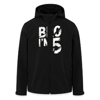 Bro, I'm 5 – Cool Birthday Design - Men’s Recycled Softshell Jacket by Stanley/Stella - black - Front - AI Model Male 185 light (185cm)