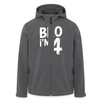 Frère, j’ai 4 ans – Design d’anniversaire cool - Veste softshell homme en polyester recyclé Stanley/Stella - charbon - Devant - AI Model Male 185 light (185cm)