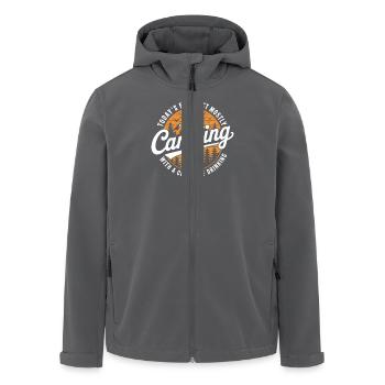 Camping & Alkohol – Natur mit Schuss - Recycelte Männer Softshell-Jacke von Stanley/Stella - Anthrazit - Vorne - AI Model Male 185 light (185cm)