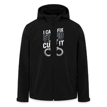 I cant fix stupid but i can cuff it - Men’s Recycled Softshell Jacket by Stanley/Stella - black - Front - AI Model Male 185 light (185cm)