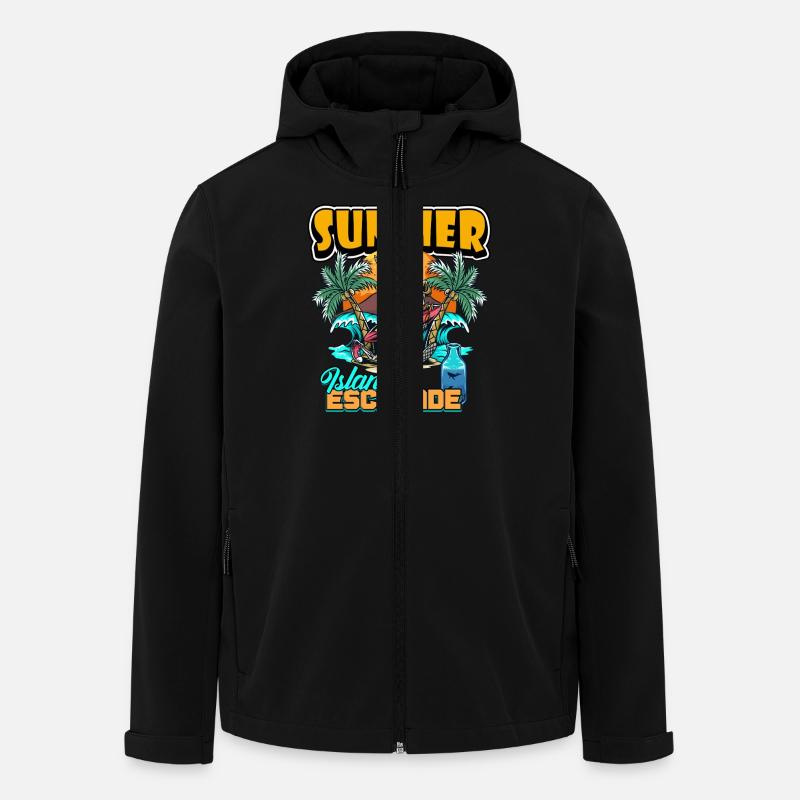 Summer Island Escapade Design - Men’s Recycled Softshell Jacket by Stanley/Stella - black