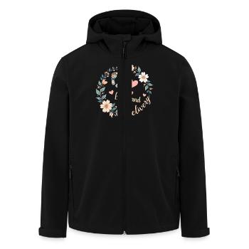 Funny Labor and Delivery Nurse Womens Retro Floral - Men’s Recycled Softshell Jacket by Stanley/Stella - black - Front - AI Model Male 185 light (185cm)