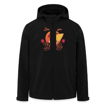 Sea You at the Beach Retro - Men’s Recycled Softshell Jacket by Stanley/Stella - black - Front - AI Model Male 185 light (185cm)