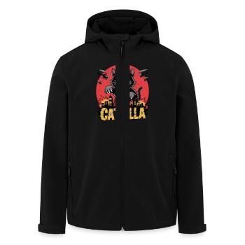 Catzilla – Die Mieze wird zur Macht - Recycelte Männer Softshell-Jacke von Stanley/Stella - Schwarz - Vorne - AI Model Male 185 light (185cm)