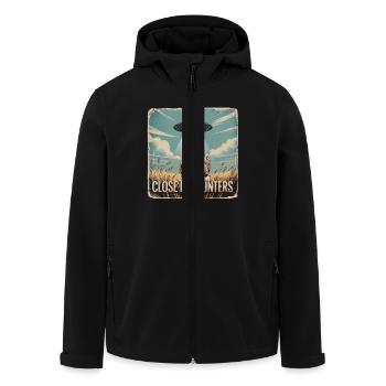 Close Encounter Chicken UFO Field - Men’s Recycled Softshell Jacket by Stanley/Stella - black - Front - AI Model Male 185 light (185cm)