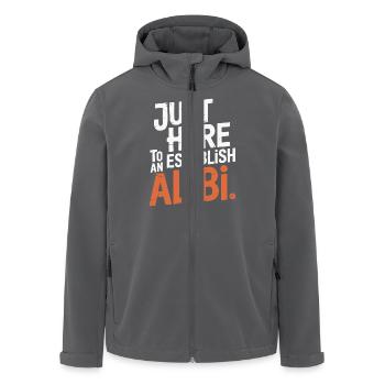Nur hier, um ein Alibi zu schaffen – Lustig - Recycelte Männer Softshell-Jacke von Stanley/Stella - Anthrazit - Vorne - AI Model Male 185 light (185cm)
