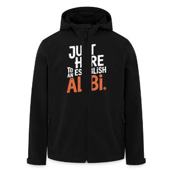 Nur hier, um ein Alibi zu schaffen – Lustig - Recycelte Männer Softshell-Jacke von Stanley/Stella - Schwarz - Vorne - AI Model Male 185 light (185cm)