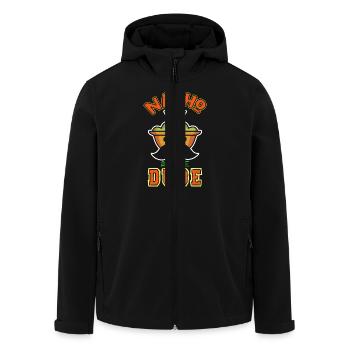 Nacho Average Dude Funny Quote Design - Men’s Recycled Softshell Jacket by Stanley/Stella - black - Front - AI Model Male 185 light (185cm)