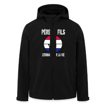 père et fils papa dab lyon supporter lyonnais - Veste softshell homme en polyester recyclé Stanley/Stella - noir - Devant - AI Model Male 185 light (185cm)