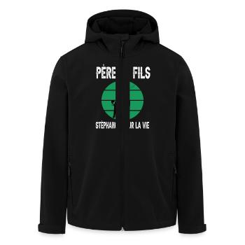 père et fils papa dab saint étienne supporter - Veste softshell homme en polyester recyclé Stanley/Stella - noir - Devant - AI Model Male 185 light (185cm)