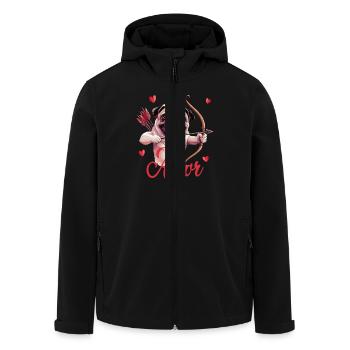 Lustiger Mops Amor Mit Bogenschütze Und - Recycelte Männer Softshell-Jacke von Stanley/Stella - Schwarz - Vorne - AI Model Male 185 light (185cm)