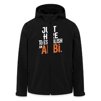 Nur hier, um ein Alibi zu schaffen – Lustig - Recycelte Männer Softshell-Jacke von Stanley/Stella - Schwarz - Vorne - AI Model Male 185 light (185cm)