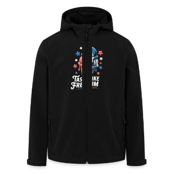 USA Cream for the 4th of July - Men’s Recycled Softshell Jacket by Stanley/Stella - black - Front - AI Model Male 185 light (185cm)