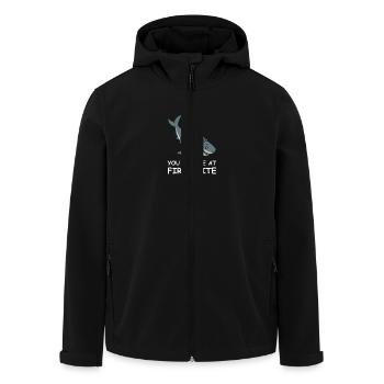 Shark with Heart Sweater – You had me at first bite - Men’s Recycled Softshell Jacket by Stanley/Stella - black - Front - AI Model Male 185 light (185cm)