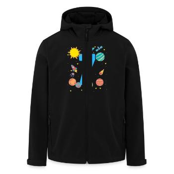 Galactic Adventure for the 7th Birthday - Men’s Recycled Softshell Jacket by Stanley/Stella - black - Front - AI Model Male 185 light (185cm)