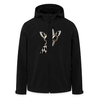 Coole Giraffe mit Sonnenbrille – Stylischer Tierlo - Recycelte Männer Softshell-Jacke von Stanley/Stella - Schwarz - Vorne - AI Model Male 185 light (185cm)