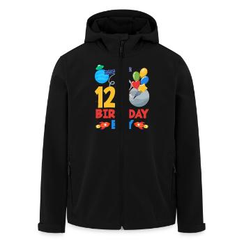 12 Geburtstag Junge Astronaut Ballons - Recycelte Männer Softshell-Jacke von Stanley/Stella - Schwarz - Vorne - AI Model Male 185 light (185cm)
