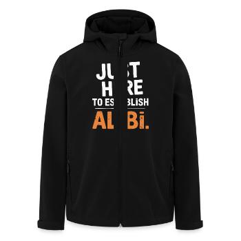 Nur hier, um ein Alibi zu schaffen – Lustig - Recycelte Männer Softshell-Jacke von Stanley/Stella - Schwarz - Vorne - AI Model Male 185 light (185cm)