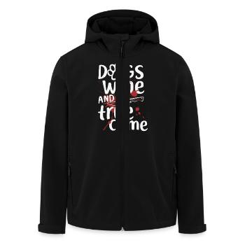 Dogs, Wine & True Crime – Funny Design - Men’s Recycled Softshell Jacket by Stanley/Stella - black - Front - AI Model Male 185 light (185cm)