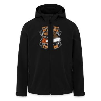 An old man wood chopping lumberjack forester - Men’s Recycled Softshell Jacket by Stanley/Stella - black - Front - AI Model Male 185 light (185cm)