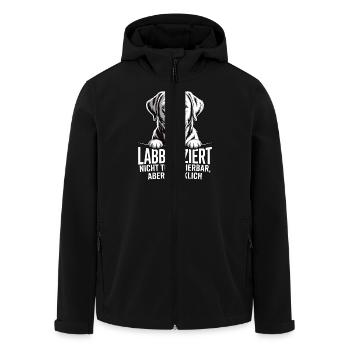 Labbyfiziert – Einmal Labrador, fürimmer glücklich - Recycelte Männer Softshell-Jacke von Stanley/Stella - Schwarz - Vorne - AI Model Male 185 light (185cm)