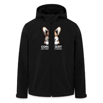 Corgifiziert – Kurzbeiniger Wahnsinn mit Herz - Recycelte Männer Softshell-Jacke von Stanley/Stella - Schwarz - Vorne - AI Model Male 185 light (185cm)