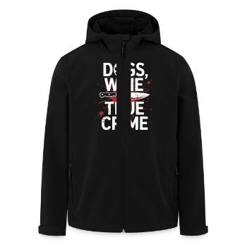 Dogs, Wine & True Crime – Funny Design - Men’s Recycled Softshell Jacket by Stanley/Stella - black - Front - AI Model Male 185 light (185cm)