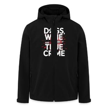 Dogs, Wine & True Crime – Funny Design - Men’s Recycled Softshell Jacket by Stanley/Stella - black - Front - AI Model Male 185 light (185cm)