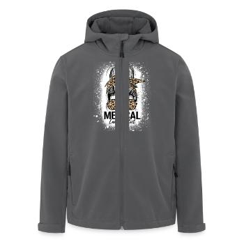Medical Lab Scientist Messy Bun Leopard Funny Lab - Men’s Recycled Softshell Jacket by Stanley/Stella - anthracite - Front - AI Model Male 185 light (185cm)