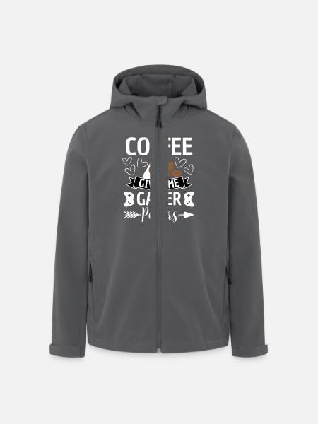 Funny Coffee Gamer Saying Gaming - Men’s Recycled Softshell Jacket by Stanley/Stella - black