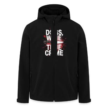 Dogs, Wine & True Crime – Funny Design - Men’s Recycled Softshell Jacket by Stanley/Stella - black - Front - AI Model Male 185 light (185cm)