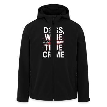 Dogs, Wine & True Crime – Funny Design - Men’s Recycled Softshell Jacket by Stanley/Stella - black - Front - AI Model Male 185 light (185cm)