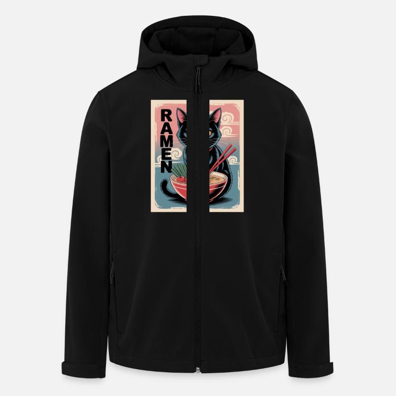 Ramen chat à la japonaise - Veste softshell homme en polyester recyclé Stanley/Stella - noir
