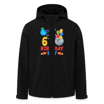 Adventurous 6th Birthday Boy Space - Men’s Recycled Softshell Jacket by Stanley/Stella - black - Front - AI Model Male 185 light (185cm)