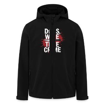 Dogs, Wine & True Crime – Funny Design - Men’s Recycled Softshell Jacket by Stanley/Stella - black - Front - AI Model Male 185 light (185cm)