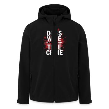 Dogs, Wine & True Crime – Funny Design - Men’s Recycled Softshell Jacket by Stanley/Stella - black - Front - AI Model Male 185 light (185cm)