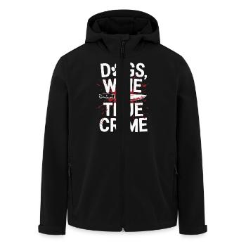 Dogs, Wine & True Crime – Funny Design - Men’s Recycled Softshell Jacket by Stanley/Stella - black - Front - AI Model Male 185 light (185cm)