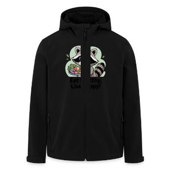 GESUND ESSEN, GLÜCKLICH LEBEN - Recycelte Männer Softshell-Jacke von Stanley/Stella - Schwarz - Vorne - AI Model Male 185 light (185cm)