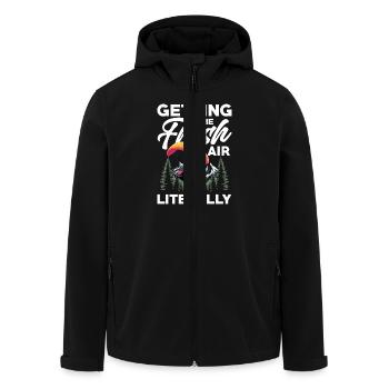 Get some fresh air with paragliding in the mountains - Men’s Recycled Softshell Jacket by Stanley/Stella - black - Front - AI Model Male 185 light (185cm)