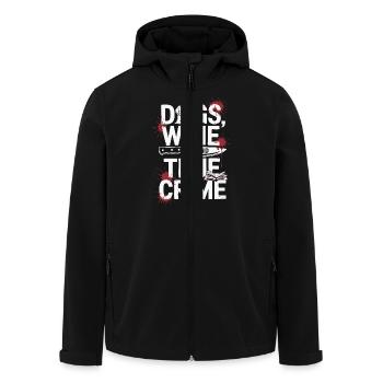 Dogs, Wine & True Crime – Funny Design - Men’s Recycled Softshell Jacket by Stanley/Stella - black - Front - AI Model Male 185 light (185cm)