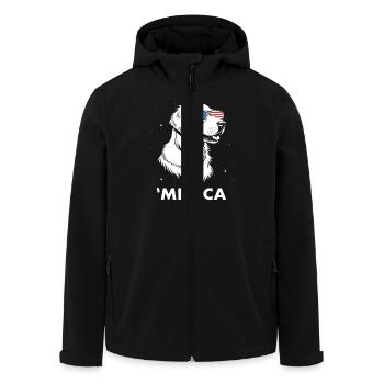 Golden Retriever with Sunglasses 4th of July Merica - Men’s Recycled Softshell Jacket by Stanley/Stella - black - Front - AI Model Male 185 light (185cm)