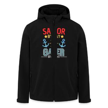 Lustiger Zocker Segler Gaming Spruch - Recycelte Männer Softshell-Jacke von Stanley/Stella - Schwarz - Vorne - AI Model Male 185 light (185cm)